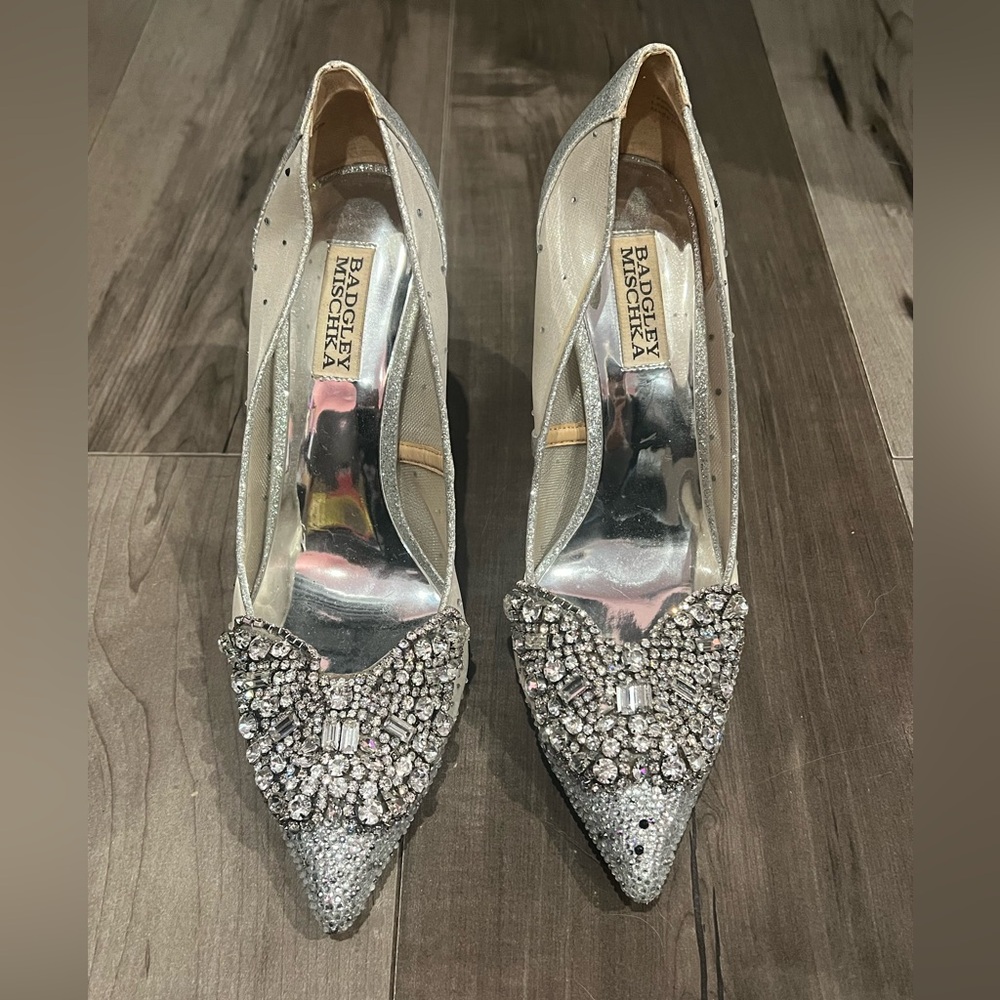 Badgley Mischka Glittering Silver Heels